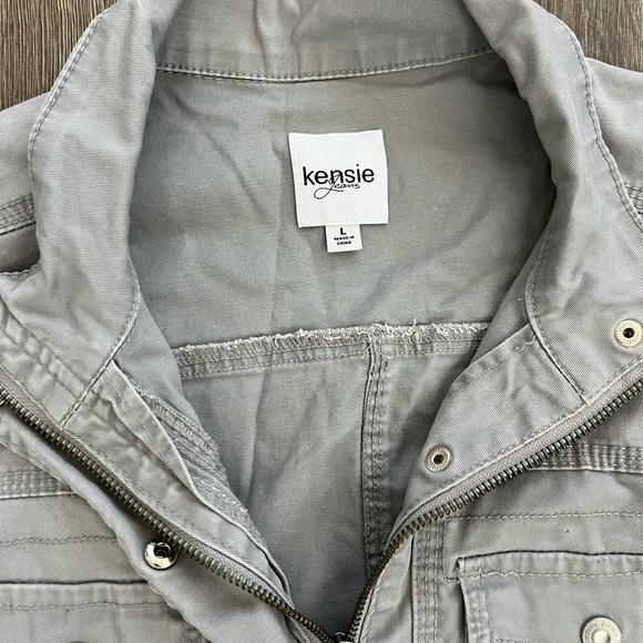 Kensie Jeans Military Utility Jacket Womens Size L Cargo Pockets Zip Front - Picture 4 of 14
